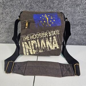 Robin Ruth Indiana The Hoosier State Canvas Messenger Bag Crossbody Shoulder EUC
